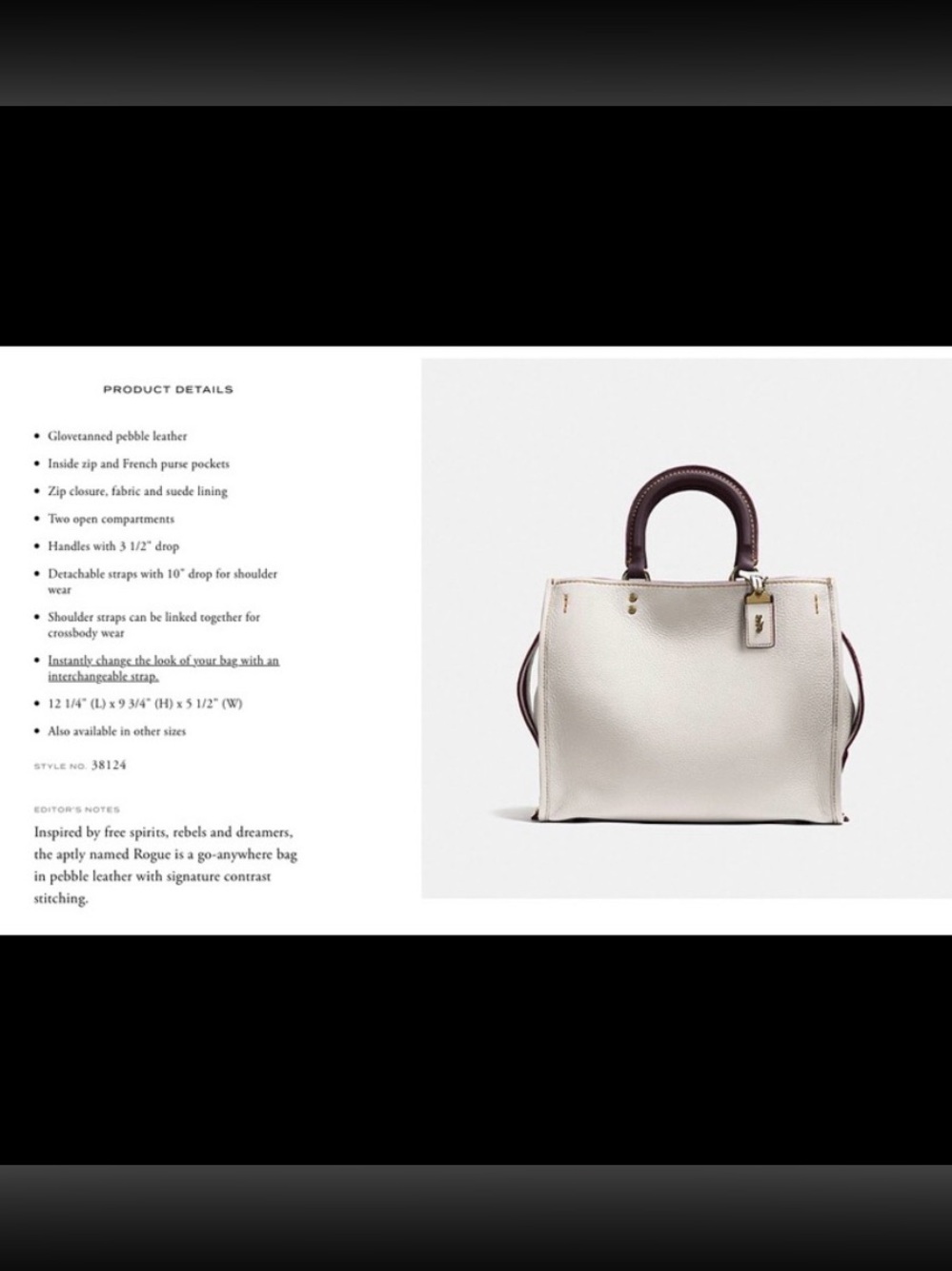 Coach Rogue Women's Pebbled Leather bag - Picture 11 of 11
